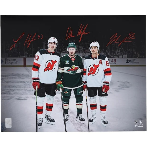Quinn Hughes, Luke Hughes & Jack Hughes Signed 16 x 20 Photograph | Wild vs. Devils