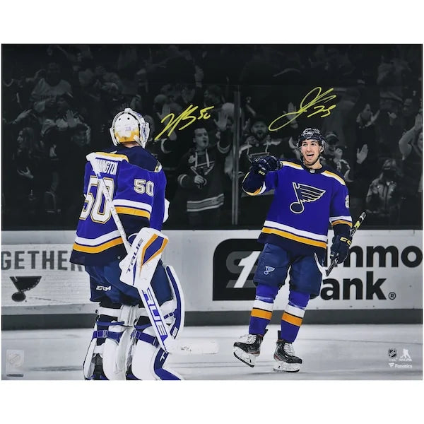 Jordan Kyrou & Jordan Binnington Signed 16 x 20 Photo | Blues