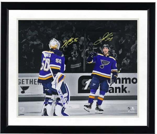 Jordan Kyrou & Jordan Binnington Signed 16 x 20 Photo | Blues