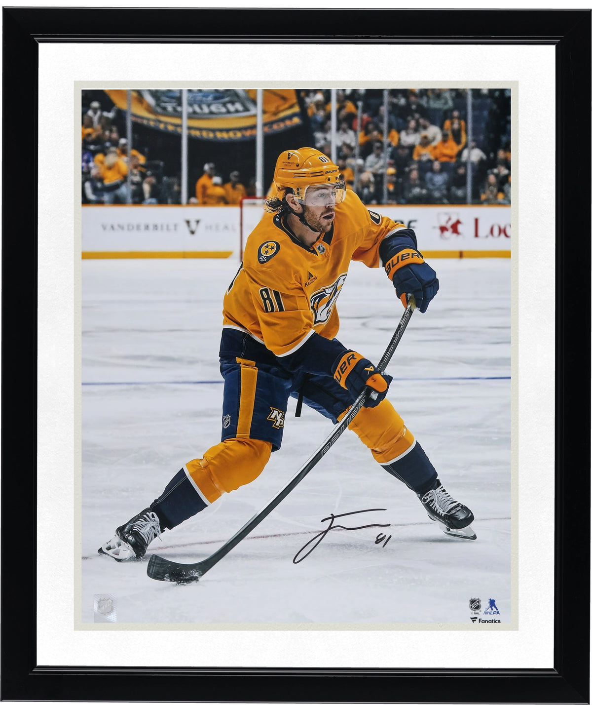 Jonathan Marchessault Signed 16 x 20 Gold Jersey Shooting Photo | Nashville Predators