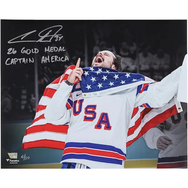 Auston Matthews Signed Team USA 16 x 20 Photo | 2026 Olympic Gold Medal