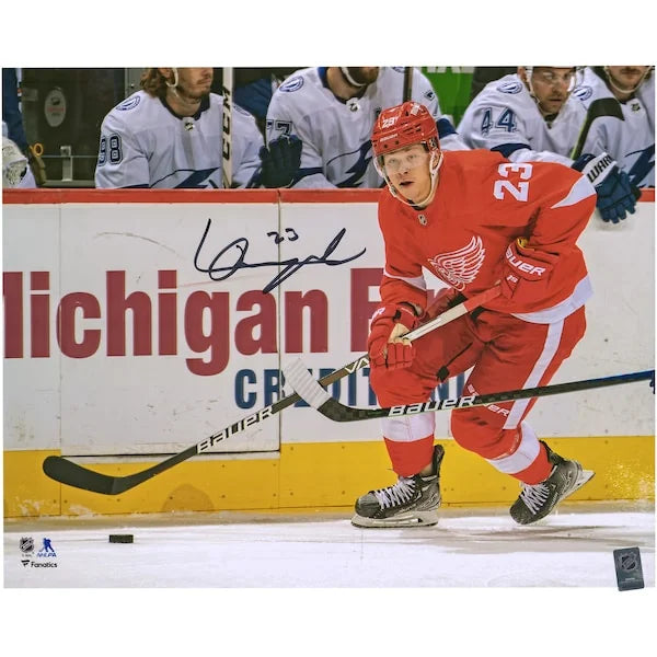 Lucas Raymond Signed Detroit Red Wings 16 x 20 NHL Debut Photo | Authenticated