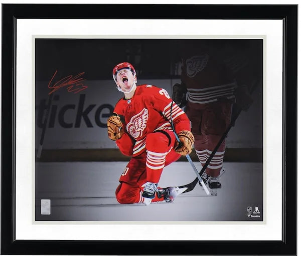 Lucas Raymond Signed Detroit Red Wings 16 x 20 Photo | 100th Goal Celebration