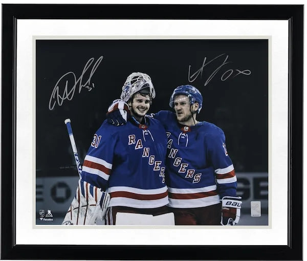 Igor Shesterkin & Adam Fox Signed Rangers Photo | 16 x 20 Celebration