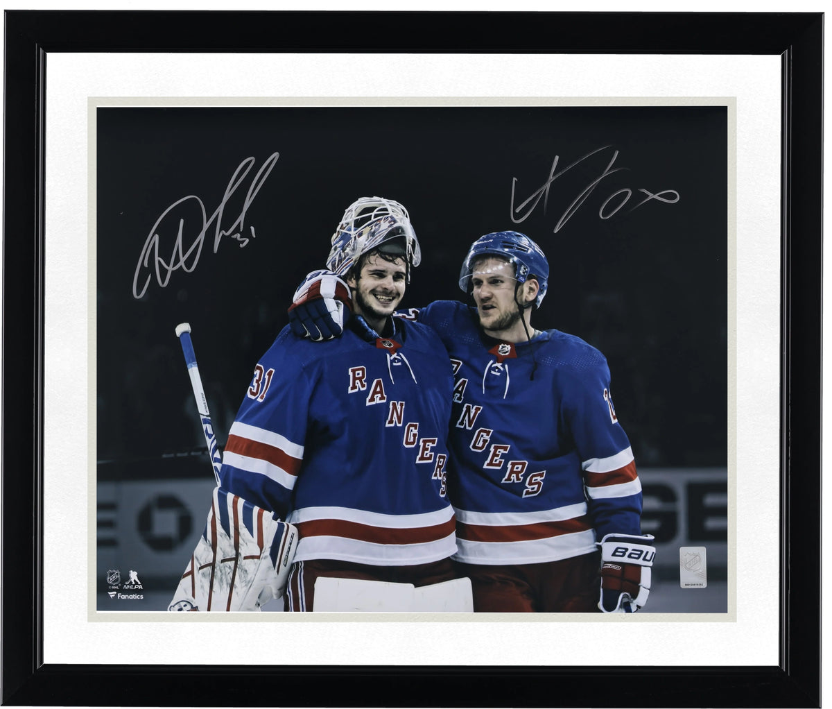 Igor Shesterkin & Adam Fox Signed Rangers Photo | 16 x 20 Celebration