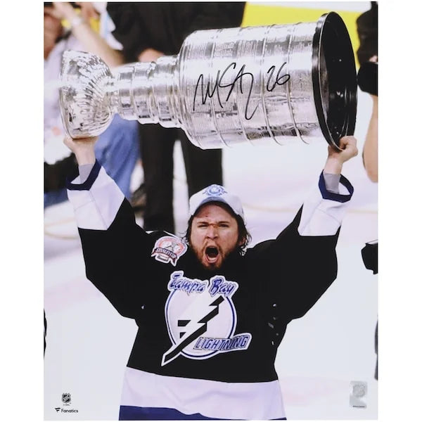 Martin St. Louis Signed 16 x 20 Lightning Cup Photograph | Authenticated