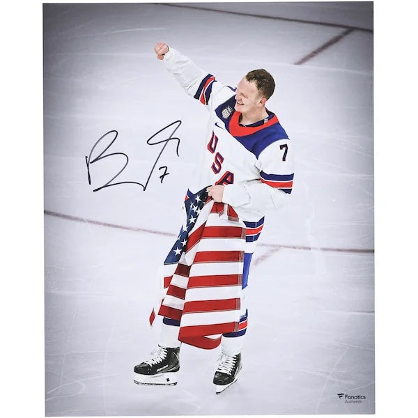 Brady Tkachuk Signed Team USA 16 x 20 Photo | 2026 Olympics Gold