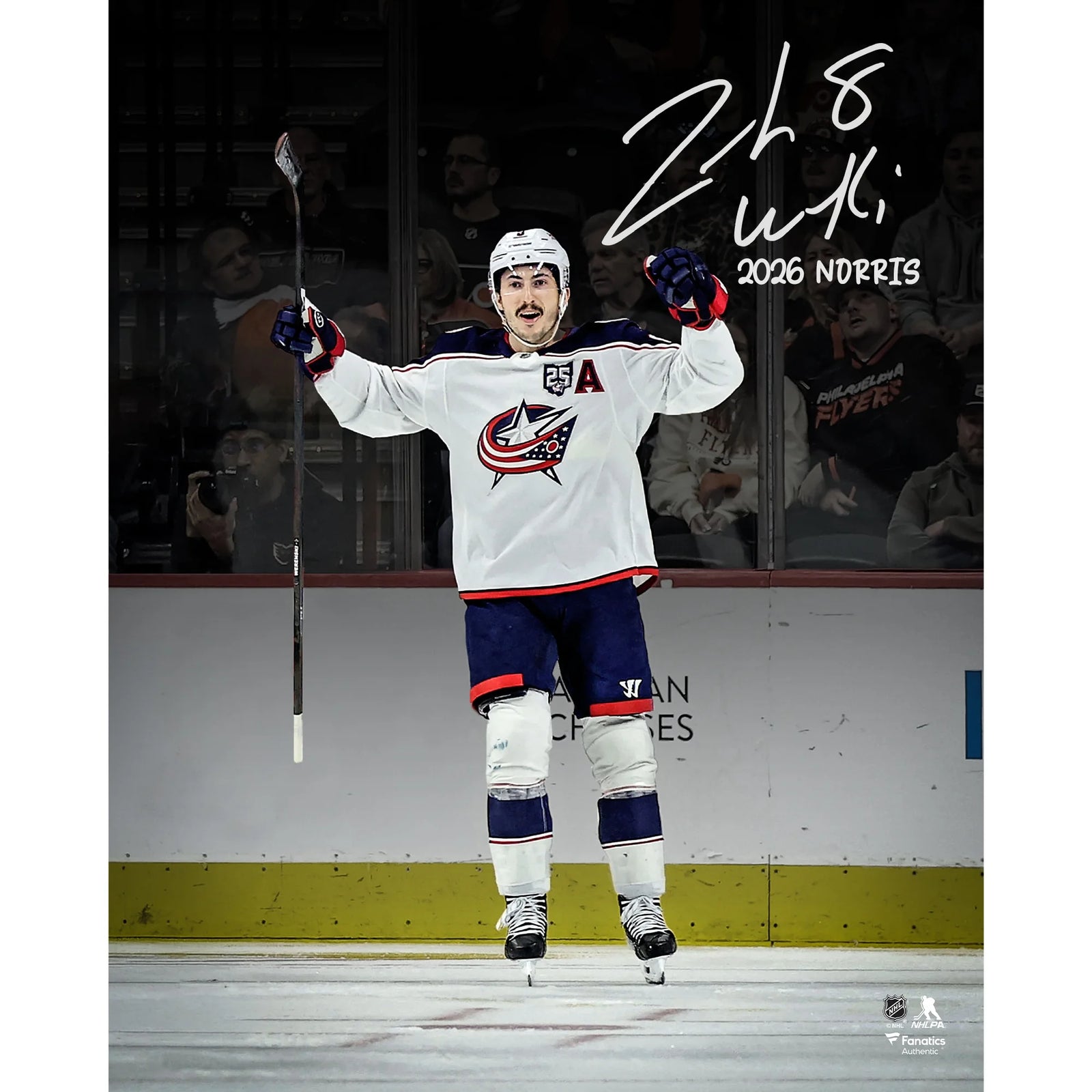 Zach Werenski Signed 16 x 20 Photograph | 2026 Norris Inscription