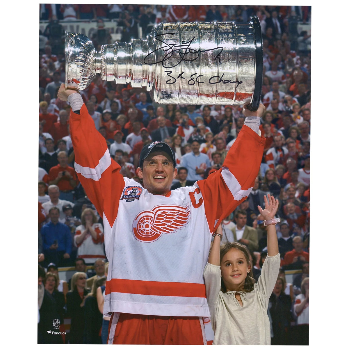 Steve Yzerman Signed 16 x 20 Raising Cup Photograph | 3X SC Champ | W16HKYZ0004