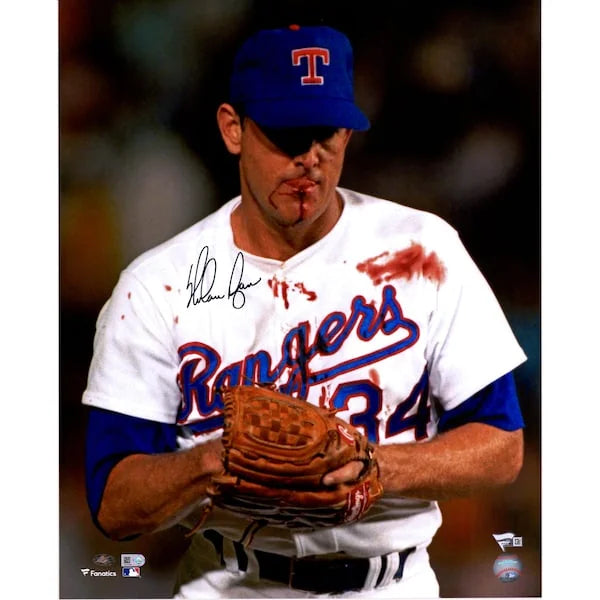 Nolan Ryan Signed 16 x 20 Bloody Lip Photo | Texas Rangers