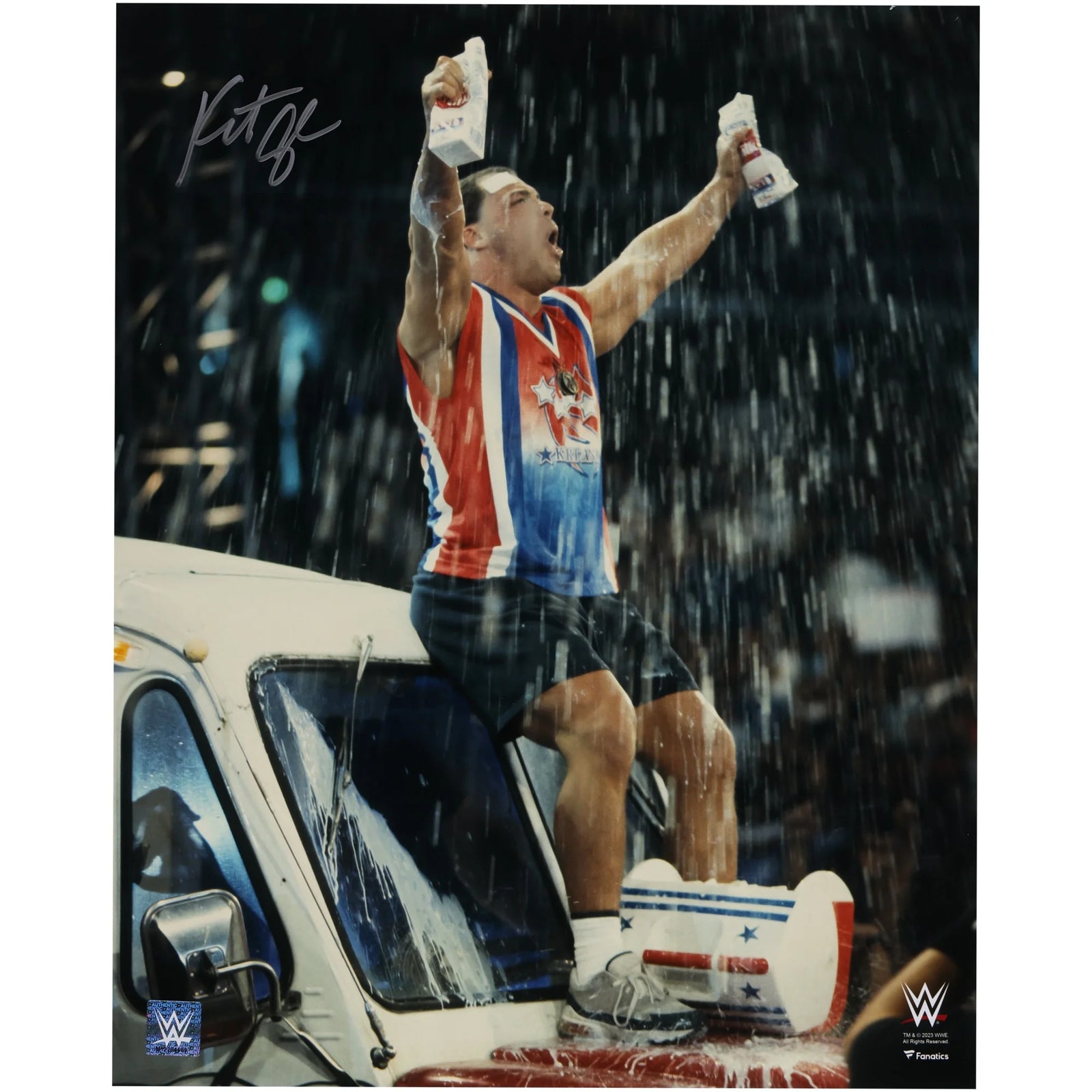 Kurt Angle Signed 16 x 20 Milk Truck Celebration Photo | Authenticated
