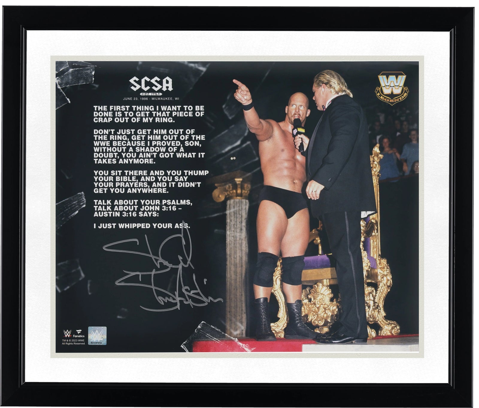 Stone Cold Steve Austin Signed 16 x 20 Photo | 1996 King of the Ring