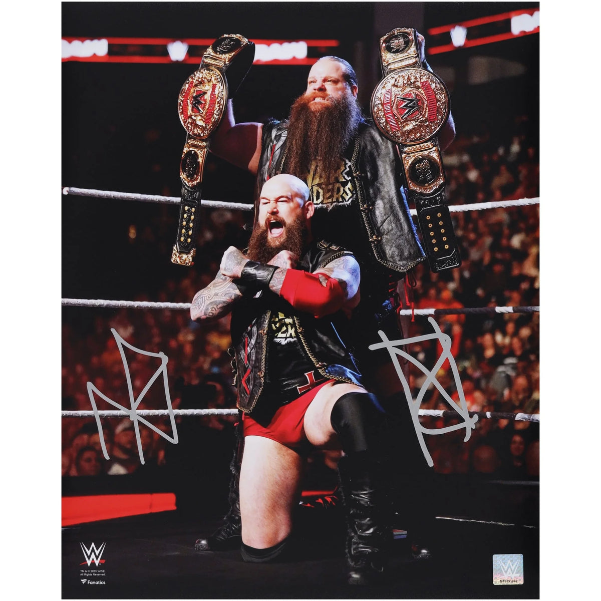 Erik and Ivar The War Raiders Signed 16 x 20 Photo | WWE Tag Team Titles | W16WRER0004