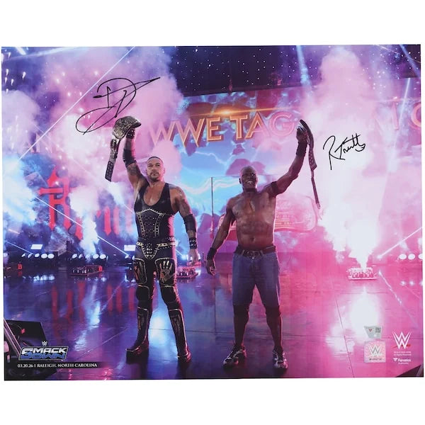 Damian Priest & R-Truth Signed WWE 16 x 20 Photo | Tag Titles