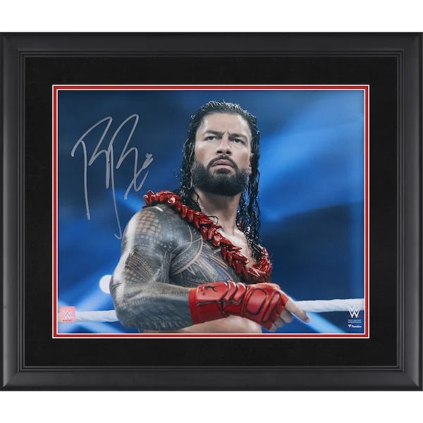Roman Reigns Signed 16 x 20 Standing In Ring Photograph | Framed