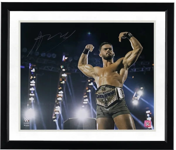 Austin Theory Signed 16 x 20 Photograph | WWE Flexing with Title