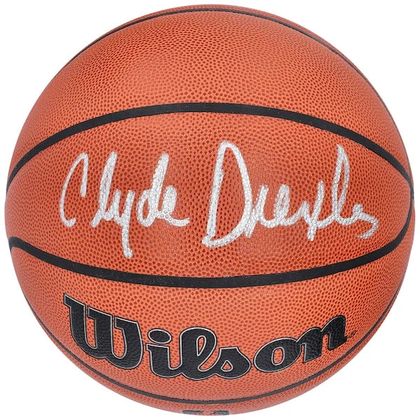 Clyde Drexler Signed Trail Blazers Basketball | Wilson Authentic Series