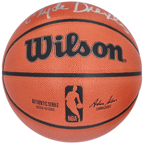 Clyde Drexler Signed Trail Blazers Basketball | Wilson Authentic Series