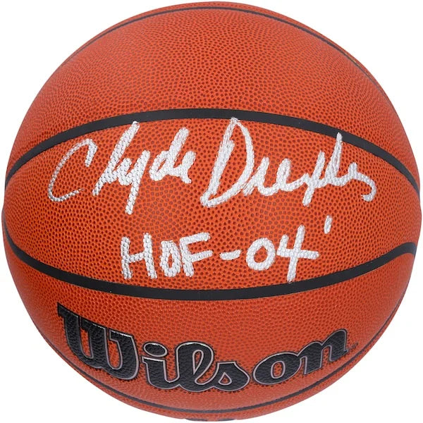 Clyde Drexler Signed Trail Blazers Basketball | HOF 04 Inscription