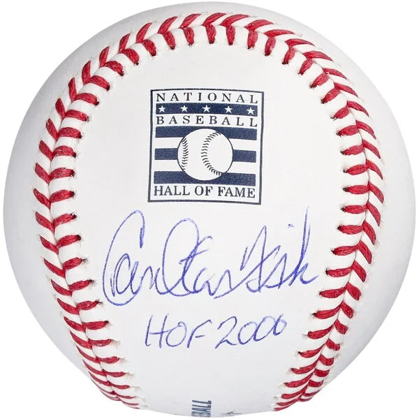 Carlton Fisk Signed Hall of Fame Logo Baseball | HOF 2000 Inscription
