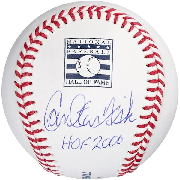 Carlton Fisk Boston Red Sox Autographed Hall of Fame Logo Baseball with "HOF 2000" - S