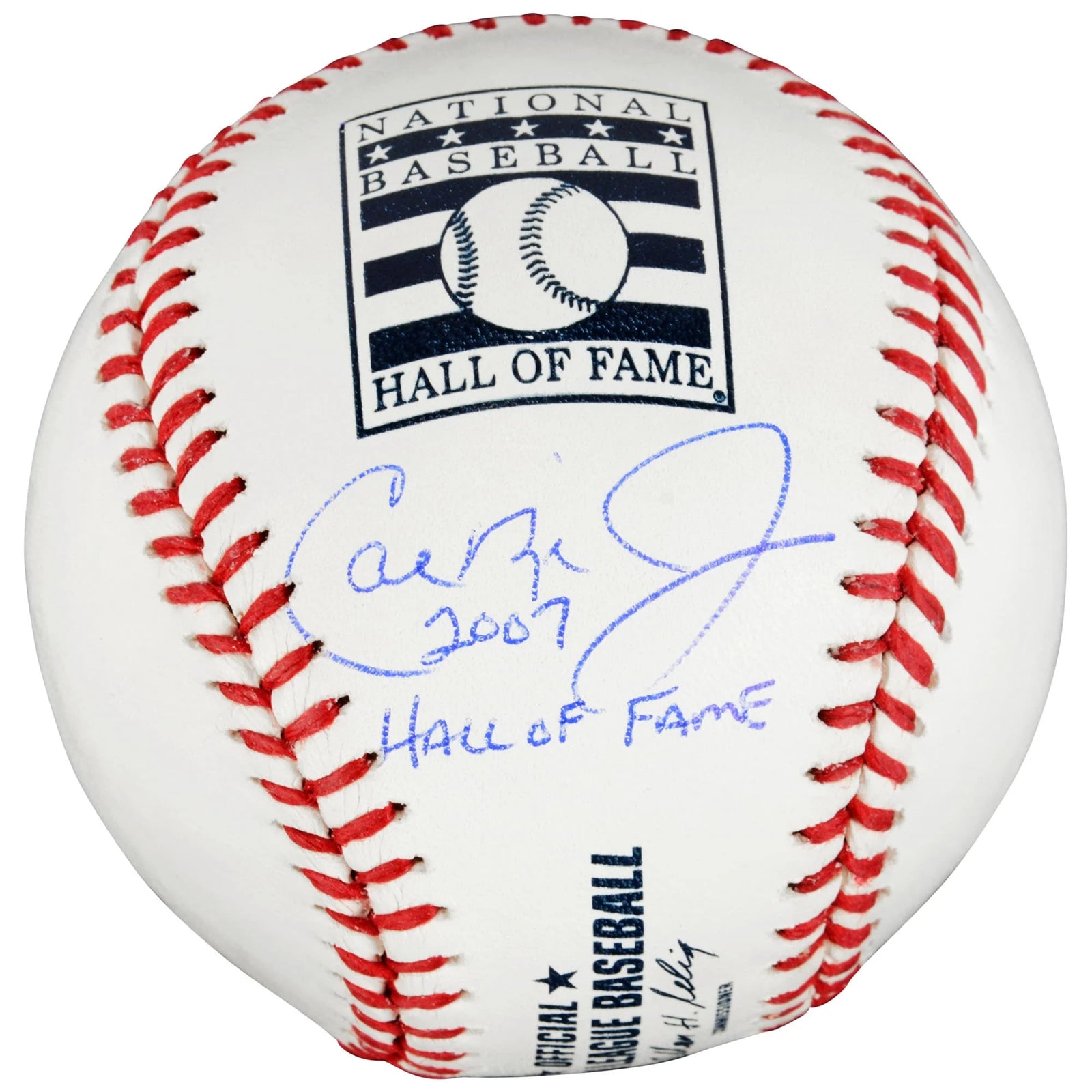 Cal Ripken Jr Signed HOF Logo Baseball | 2007 Hall of Fame Inscription