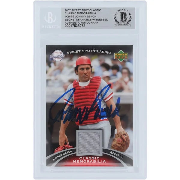 Johnny Bench Signed 2007 Upper Deck Sweet Spot Classic Card | Jersey Relic