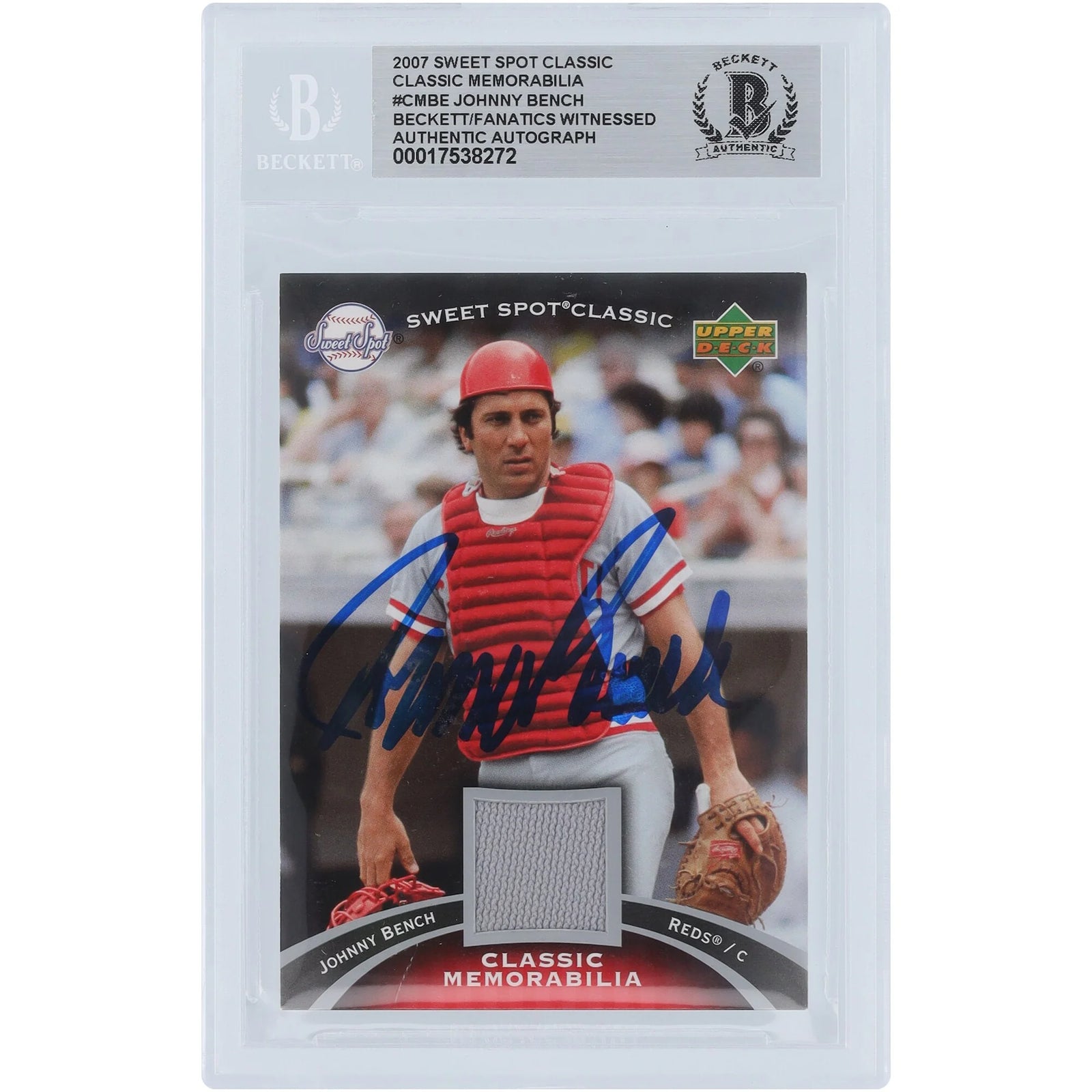 Johnny Bench Signed 2007 Upper Deck Sweet Spot Classic Card | Jersey Relic