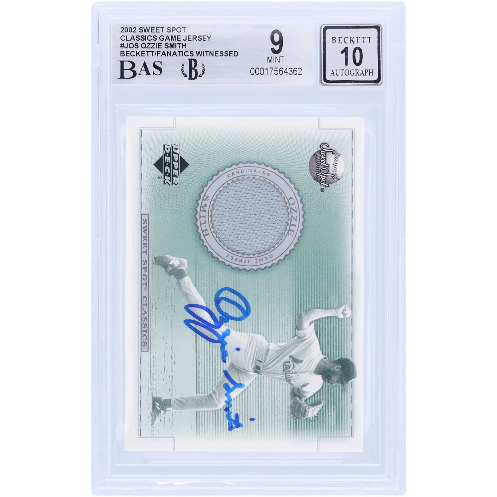 Ozzie Smith Signed 2002 Upper Deck Sweet Spot Card | Beckett 9