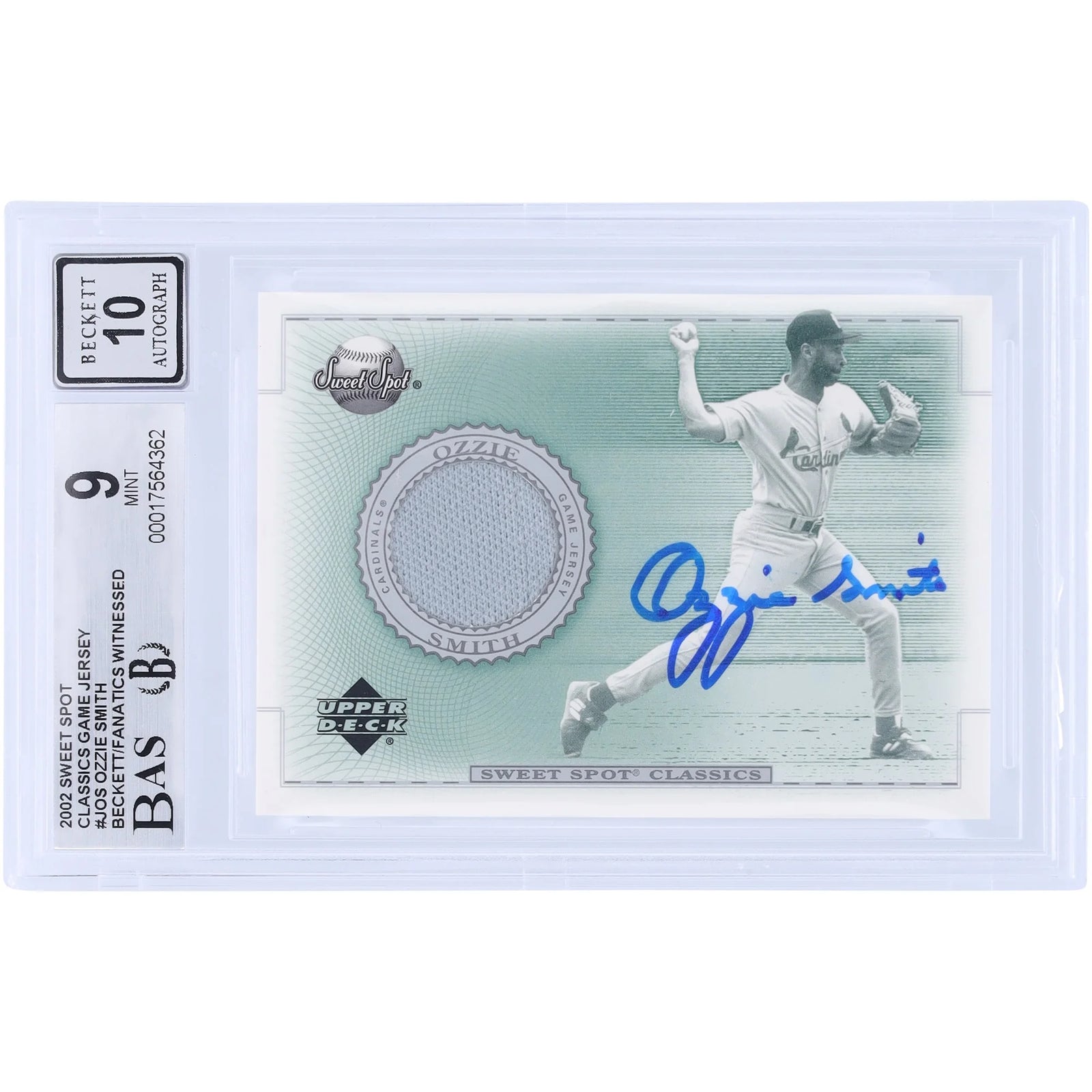 Ozzie Smith Signed 2002 Upper Deck Sweet Spot Card | Beckett 9