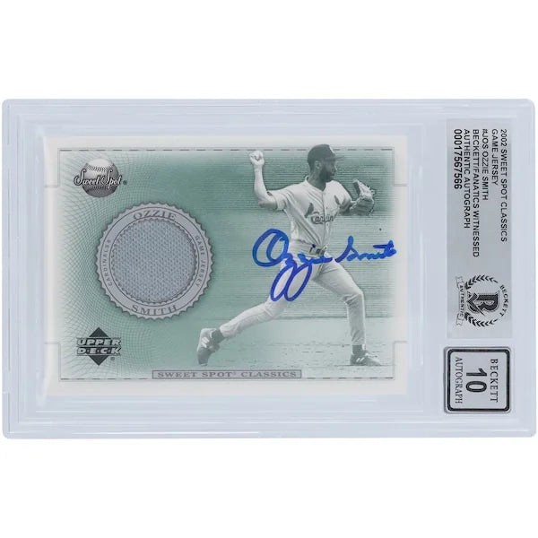 Ozzie Smith Signed 2002 Upper Deck Sweet Spot Classic Card | Beckett Graded 10