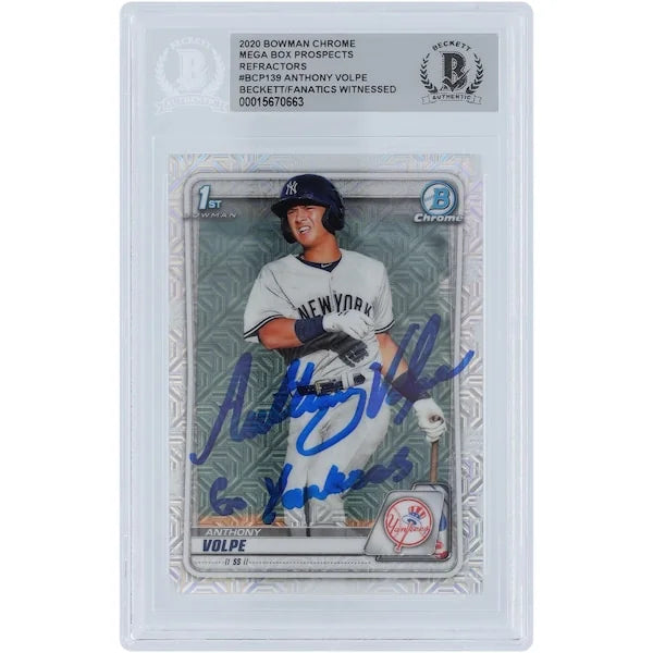 Anthony Volpe Signed 2020 Bowman Chrome Prospects Card | Go Yankees Inscription