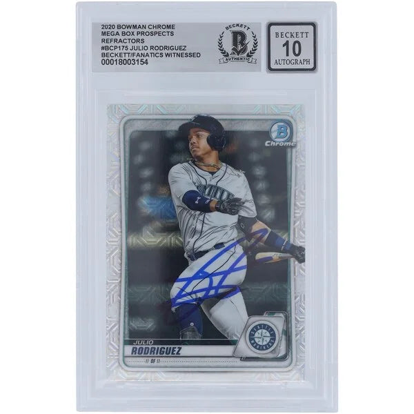 Julio Rodriguez Signed 2020 Bowman Chrome Prospect Card #BCP-175 | Graded 10