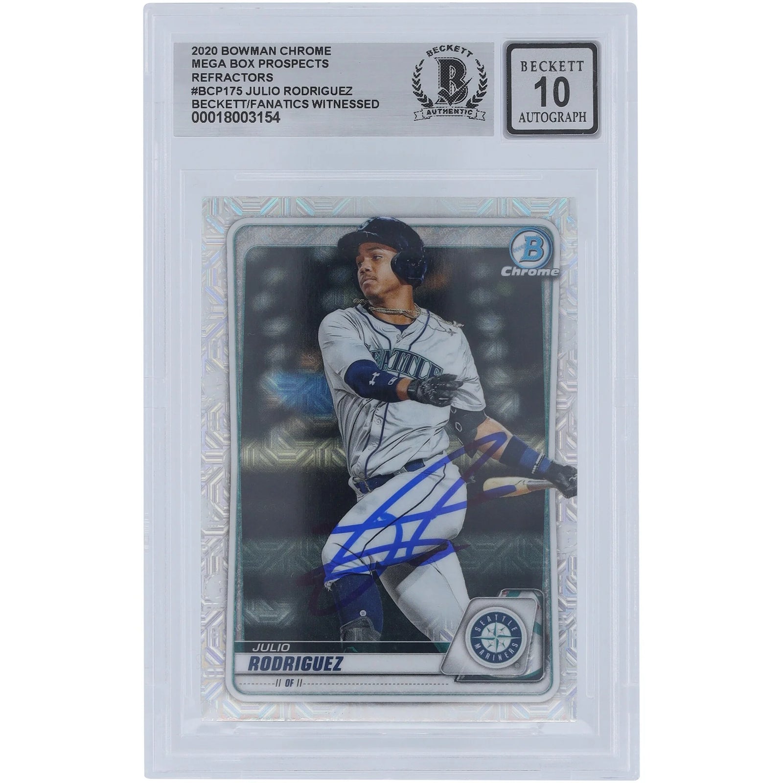 Julio Rodriguez Signed 2020 Bowman Chrome Prospect Card #BCP-175 | Graded 10