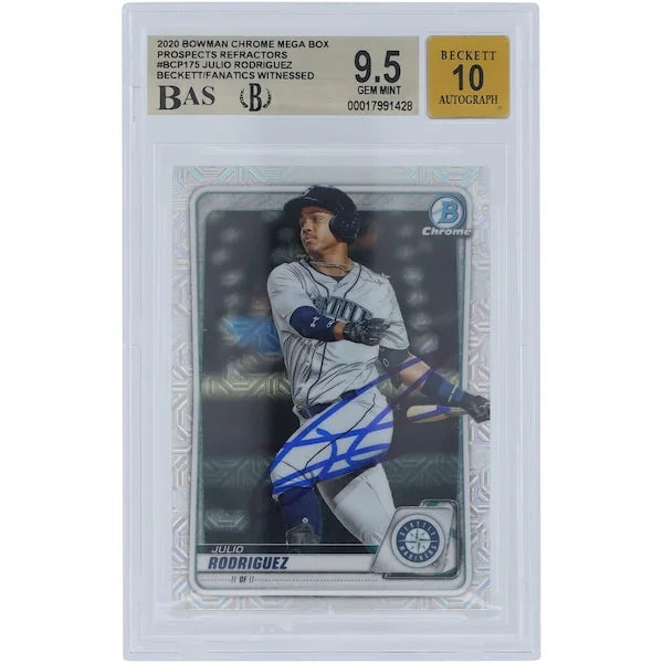 Julio Rodriguez Signed 2020 Bowman Chrome Prospect Card #BCP-175 | BGS 9.5