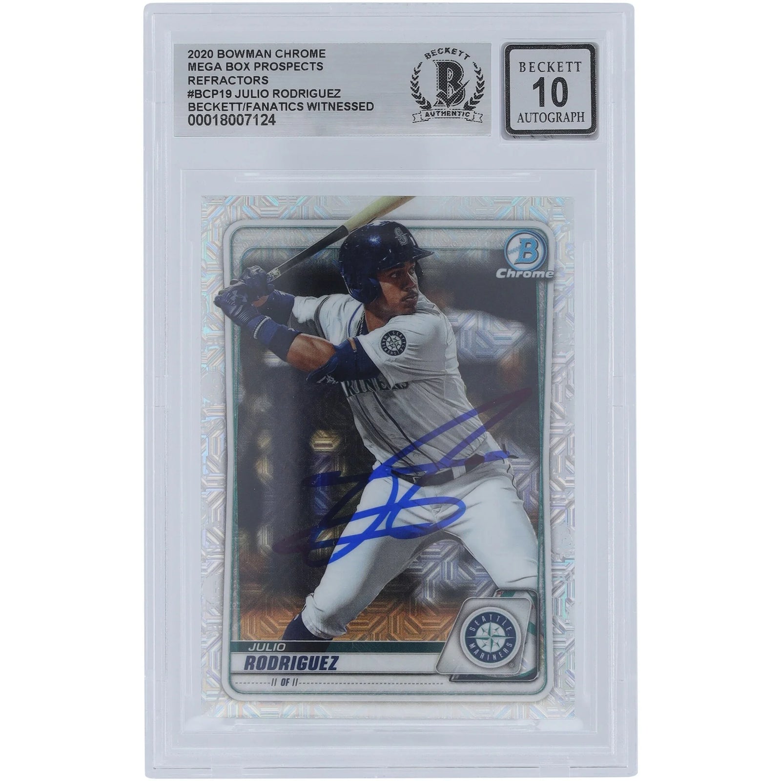 Julio Rodriguez Signed 2020 Bowman Chrome Prospect Card #BCP-19 | Graded 10