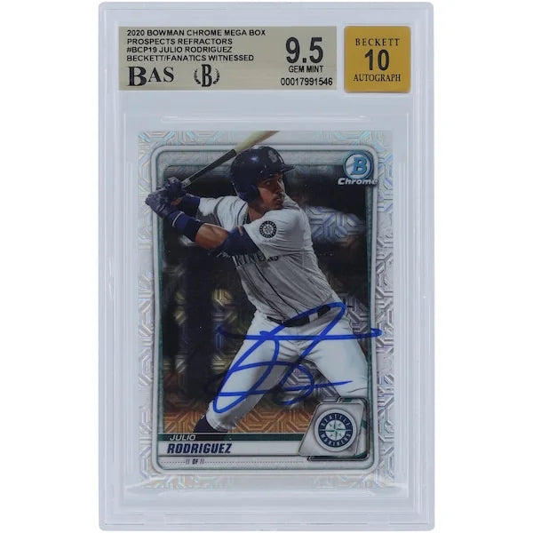 Julio Rodriguez Signed 2020 Bowman Chrome Prospect Card #BCP-19 | Graded 9.5