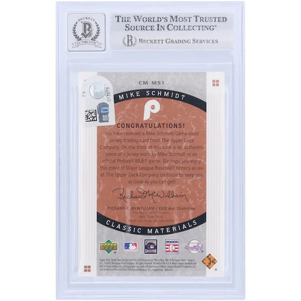 Mike Schmidt Signed 2005 Upper Deck Sweet Spot Card | Graded 10