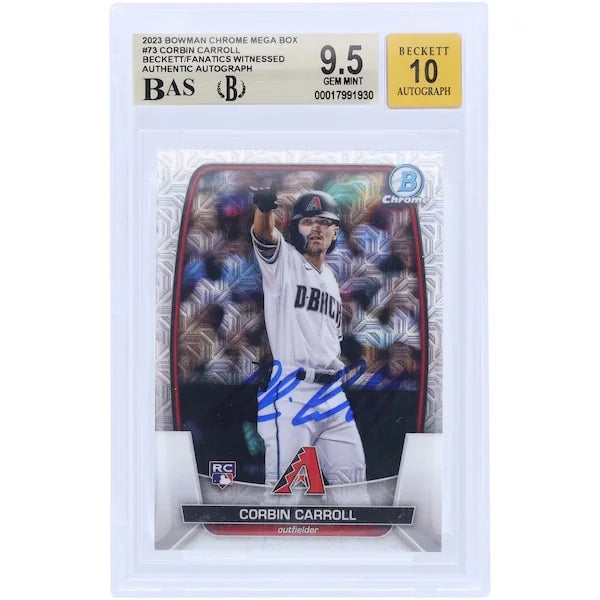 Corbin Carroll Signed 2023 Bowman Chrome Rookie #73 Card | Beckett 9.5
