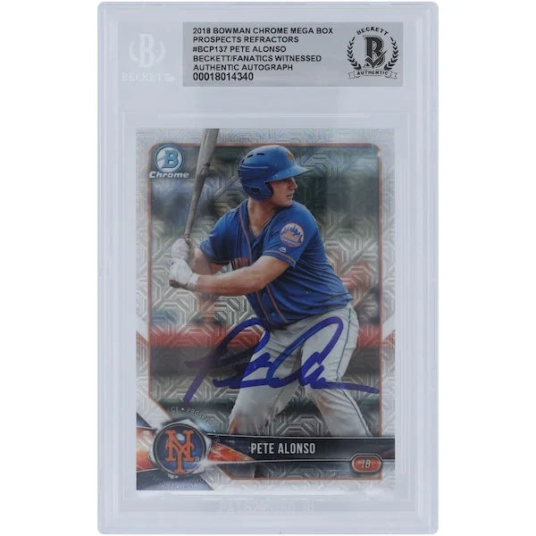 Pete Alonso Signed 2018 Bowman Chrome Prospects Refractor #BCP137 | Authenticated