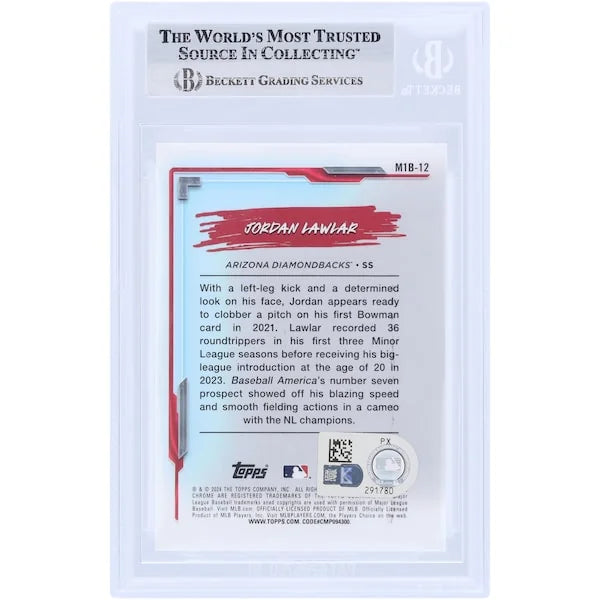 Jordan Lawlar Signed 2024 Bowman Chrome Rookie #M1B Card | Authenticated