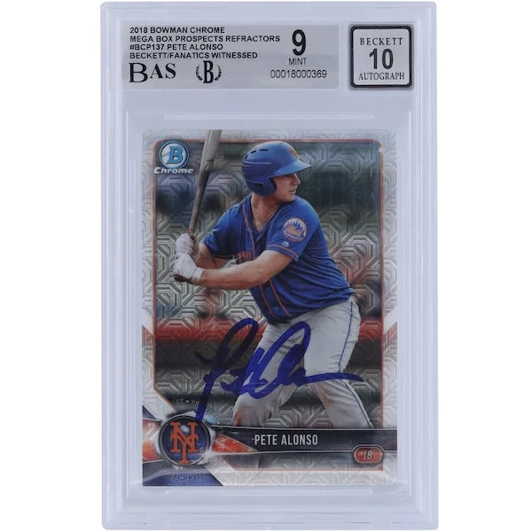 Pete Alonso Signed 2018 Bowman Chrome Prospects Refractor #BCP137 | Graded 9