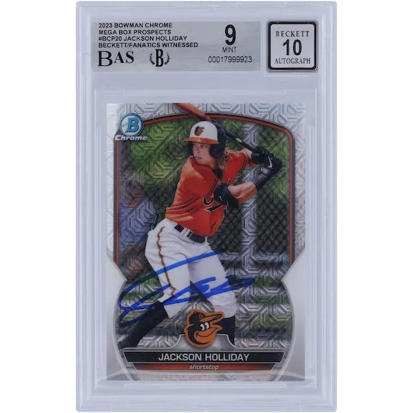 Jackson Holliday Signed 2023 Bowman Chrome Prospects Card | Graded 9