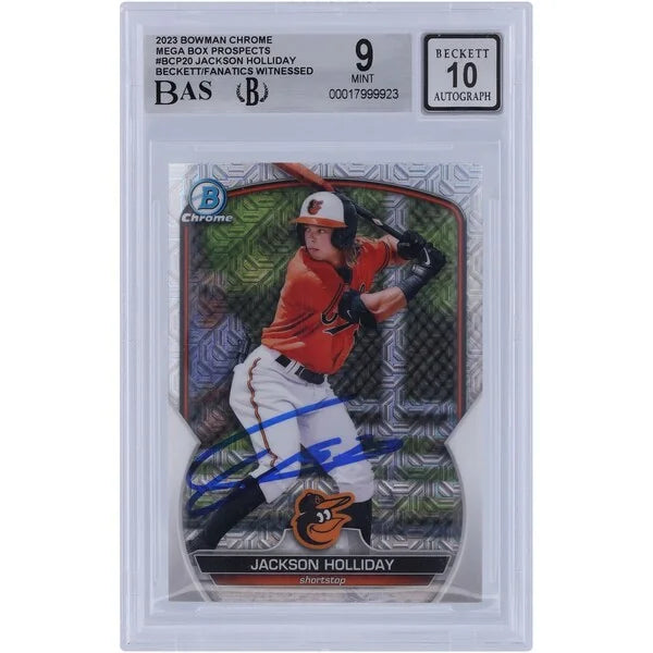 Jackson Holliday Signed 2023 Bowman Chrome Prospects Card | Graded 9