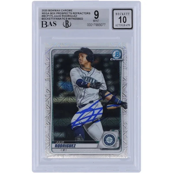 Julio Rodriguez Signed 2020 Bowman Chrome Prospects Refractor #BCP-175 | Graded 9