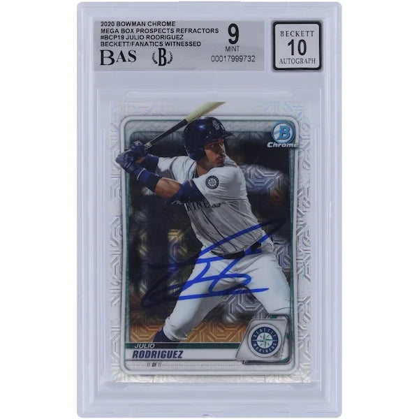 Julio Rodriguez Signed 2020 Bowman Chrome Prospects Refractor #BCP-19 | Graded 9