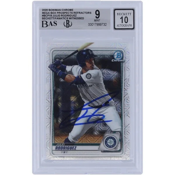 Julio Rodriguez Signed 2020 Bowman Chrome Prospects Refractor #BCP-19 | Graded 9