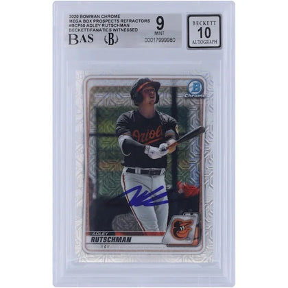 Adley Rutschman Signed 2020 Bowman Chrome Prospects Refractor #BCP-50 | Graded 9