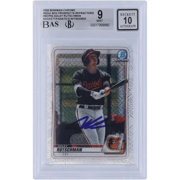 Adley Rutschman Signed 2020 Bowman Chrome Prospects Refractor #BCP-50 | Graded 9