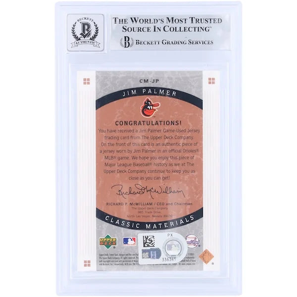 Jim Palmer Signed 2005 Upper Deck Sweet Spot Card | Beckett Graded 9